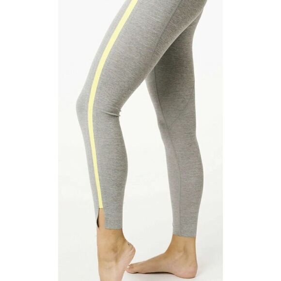 ZYIA Pants - Zyia Active High‎ Waisted Light N Tight Gray Leggings Neon Tape Stripe Size 4